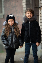 Load image into Gallery viewer, Velvet reversible coat with silver fox fur trim hood